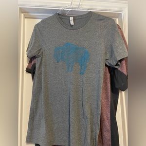 Womens grey & teal bison graphic t shirt
